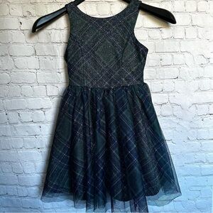 Zunie Girls Special Occasion Party Tulle Dress Size 7 Navy Green Sleeveless